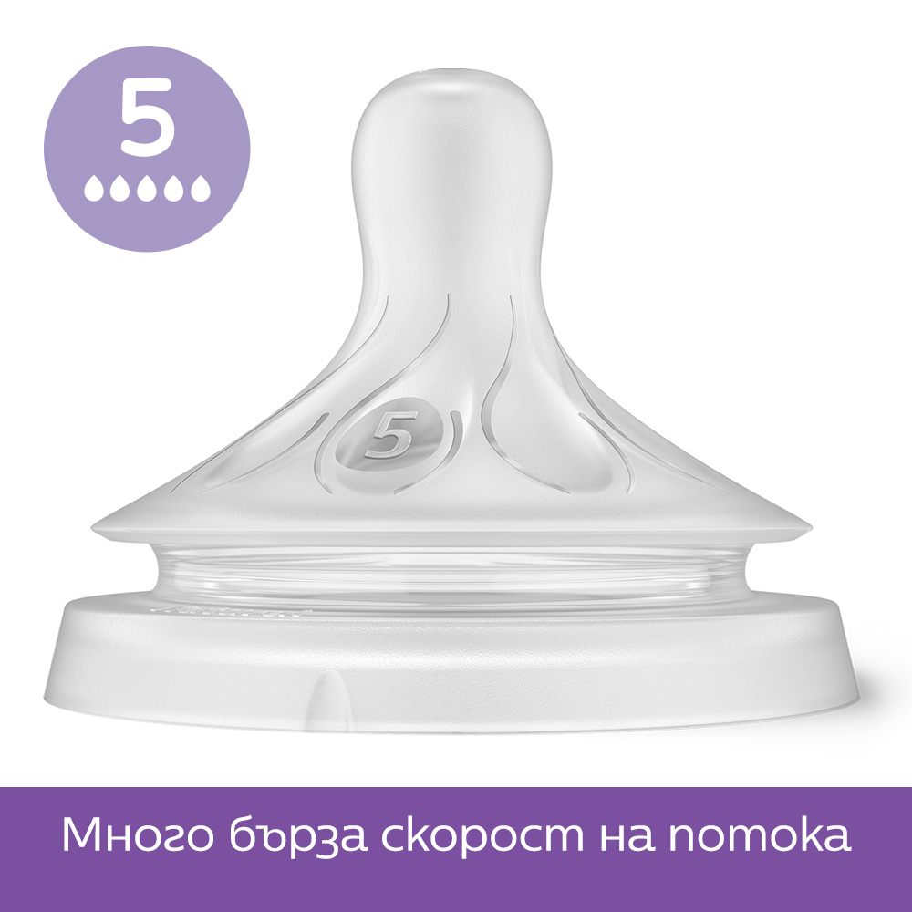 Комплект биберони без протичане Philips AVENT Natural Response SCY960/03, по 1 брой от Поток 3, 4 и 5