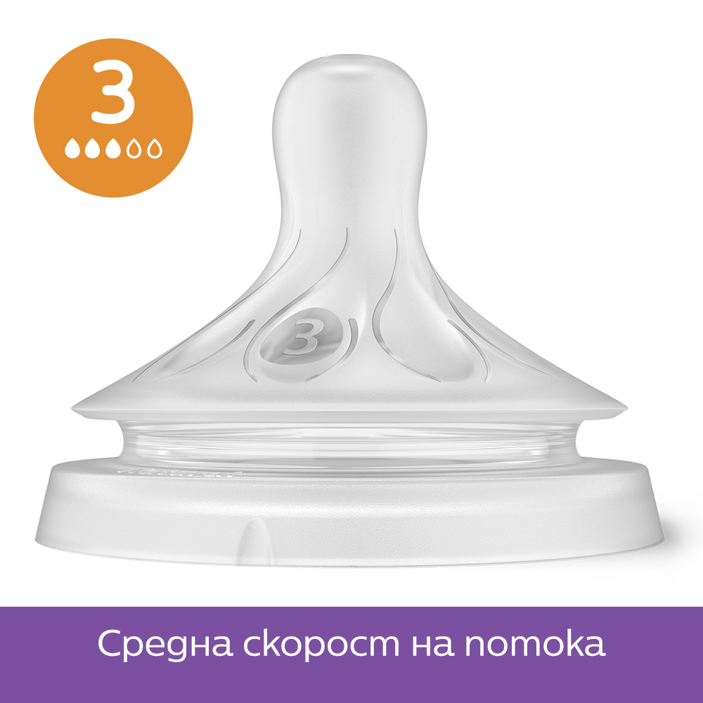 Комплект биберони без протичане Philips AVENT Natural Response SCY960/03, по 1 брой от Поток 3, 4 и 5