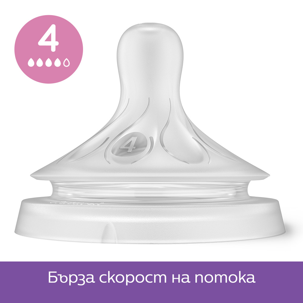 Комплект биберони без протичане Philips AVENT Natural Response SCY960/03, по 1 брой от Поток 3, 4 и 5
