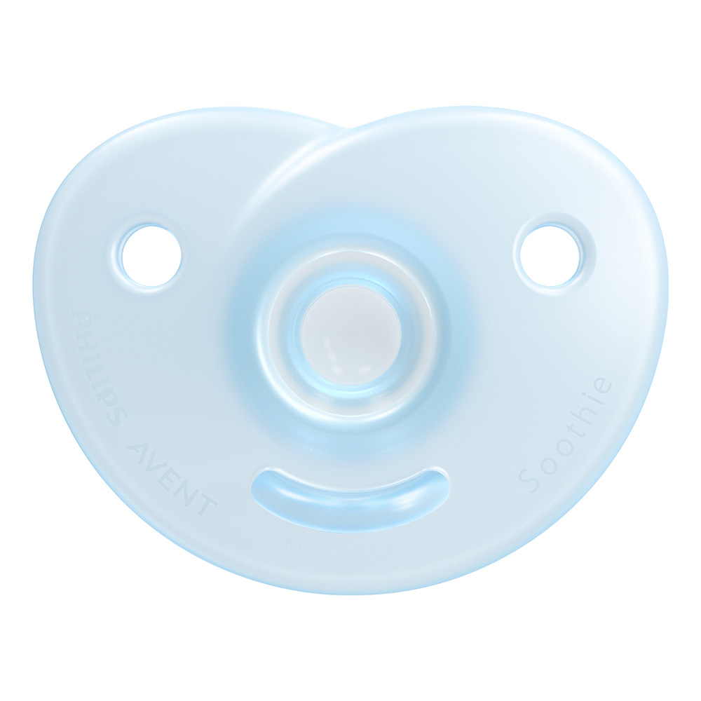 Комплект от 2 бр. ортодонтски силиконови залъгалки за новордени Philips Avent SOOTHIE SCF099/26 в кутия за стерилизиране, сини