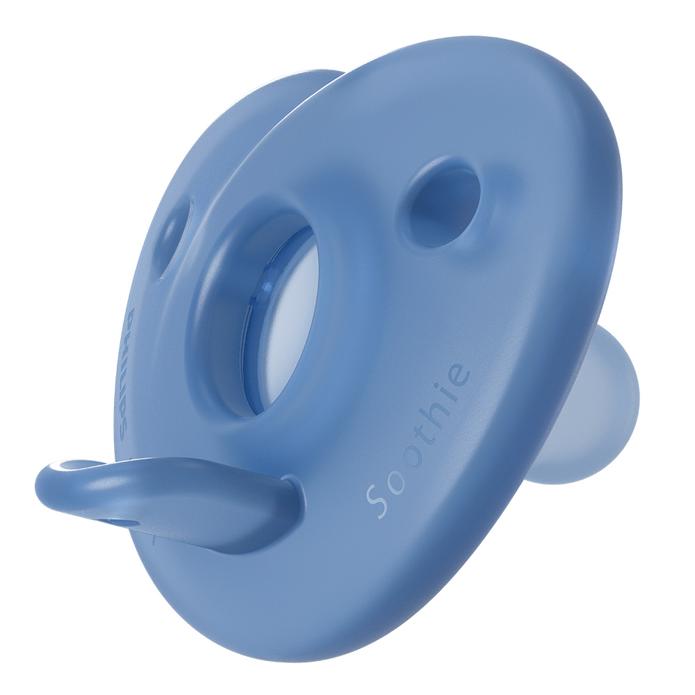 Комплект от 2 бр. ортодонтски силиконови залъгалки за новордени Philips Avent SOOTHIE SCF099/26 в кутия за стерилизиране, сини
