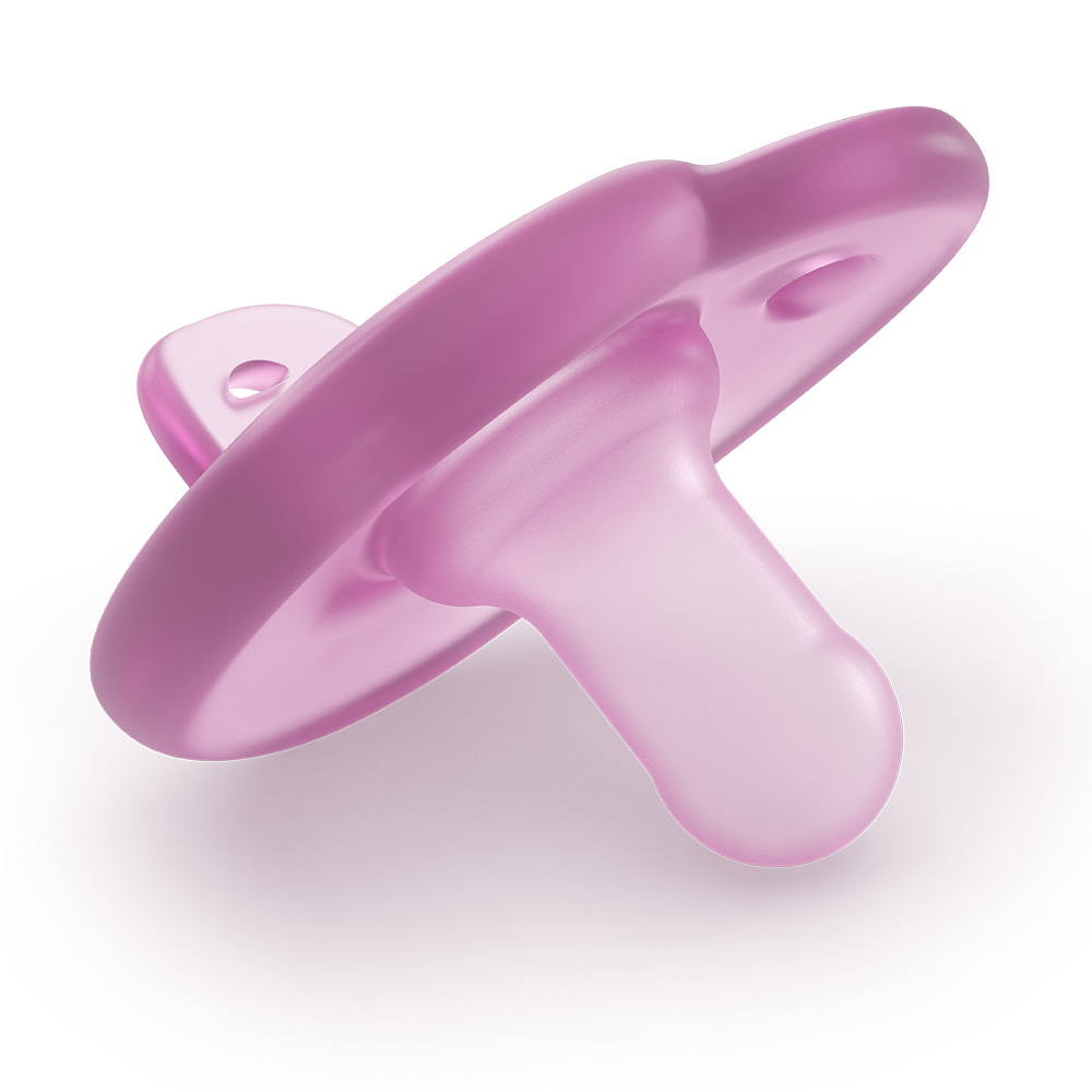 Комплект от 2 бр. ортодонтични залъгалки за новородено Philips Avent SOOTHIE SCF099/27 в кутия за стерилизиране, 0-6м, розови