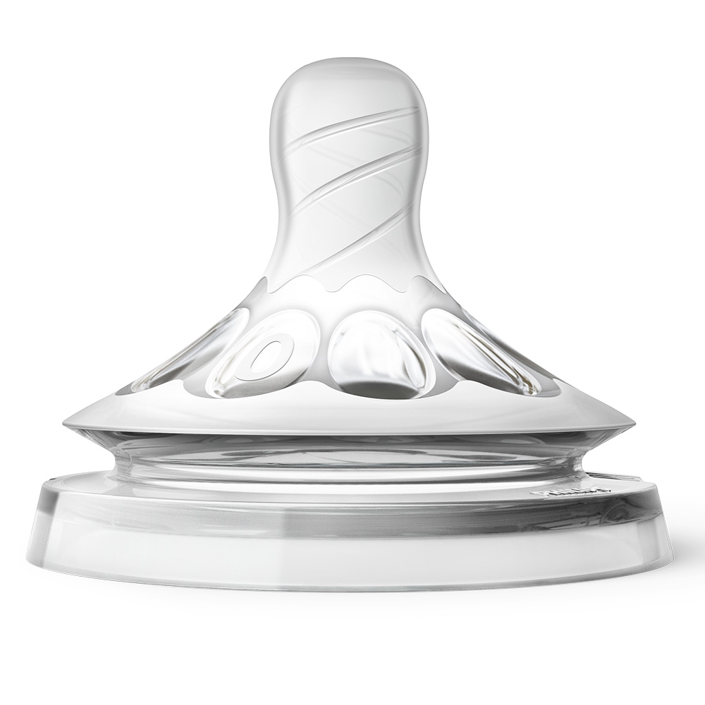Комплект от 2 броя биберони за хранене на новородено Philips AVENT Natural SCF657/27 със свободен поток и много бавен дебит, 0м