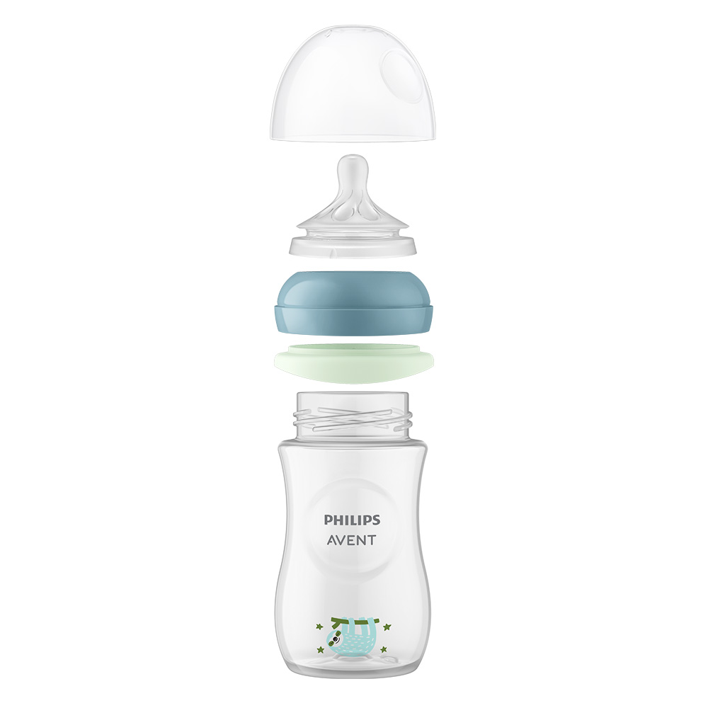 Нощен комплект за бебе Philips AVENT SCD838/17 със шише за хранене Natural Response 260 мл с биберон без протичане със среден поток и залъгалка Ultra Soft