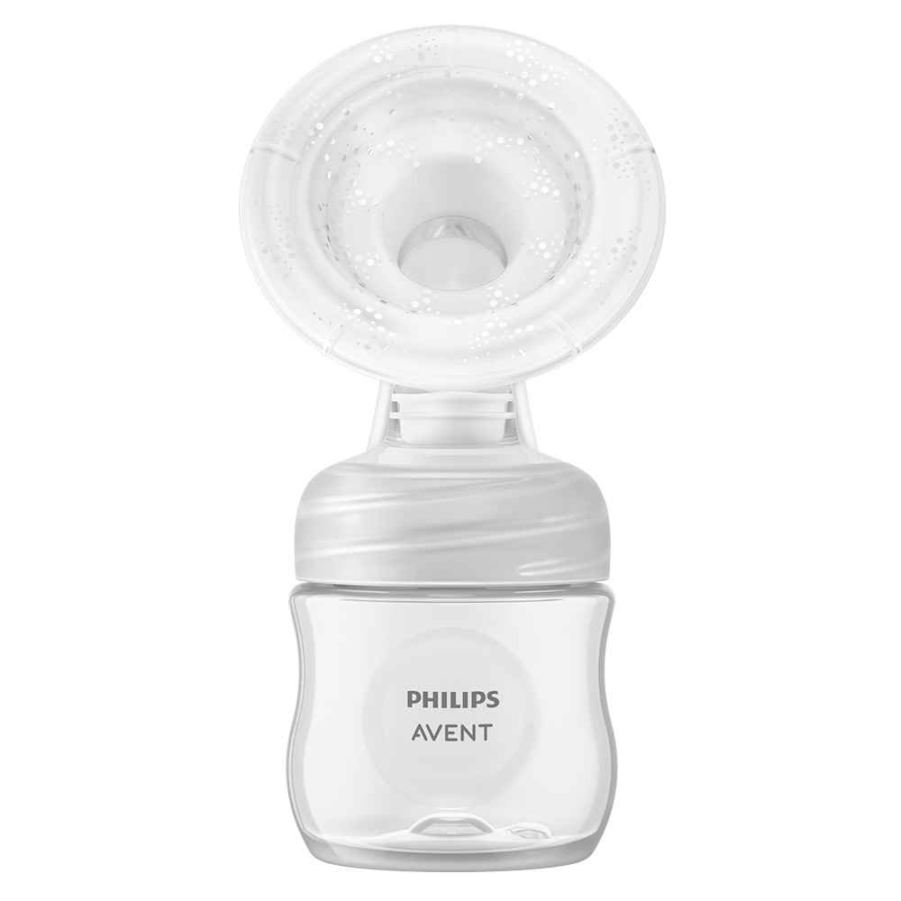 Ръчна помпа за изцеждане на кърма Natural Motion Philips AVENT SCF430/20 в комплект с шише Natural Response 125 мл, торбички за кърма и подплънки за кърмачки