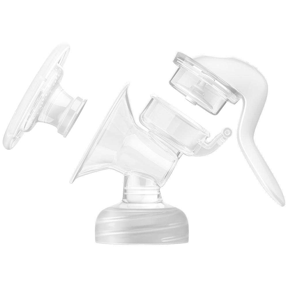 Ръчна помпа за изцеждане на кърма Natural Motion Philips AVENT SCF430/20 в комплект с шише Natural Response 125 мл, торбички за кърма и подплънки за кърмачки