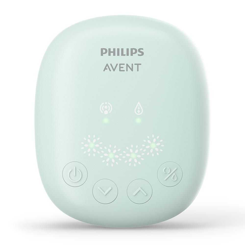 Комплект от Единична електрическа помпа за изцеждане на кърма Philips AVENT Essential, 1 бр. шише Natural Response 125 мл, 5 бр. торбички за кърма и 4 бр. подплънки