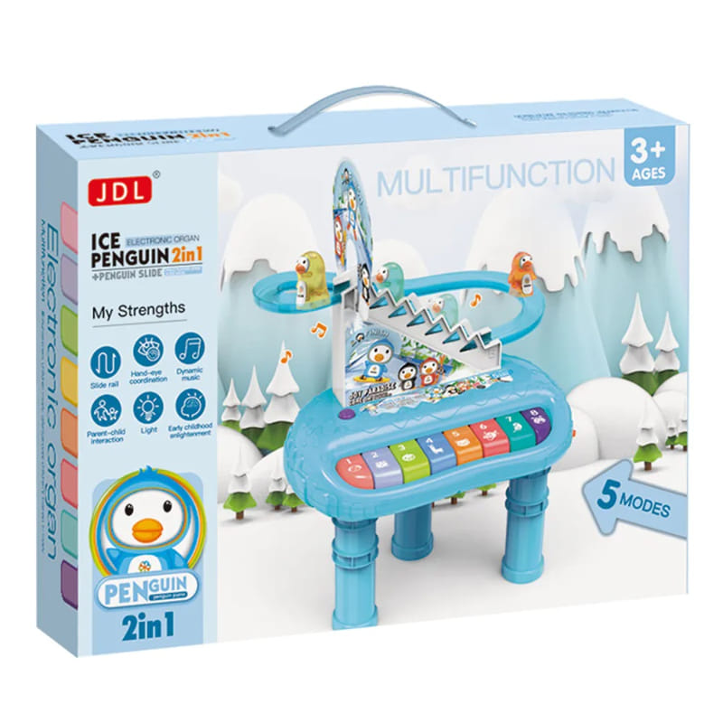 Бебешко пиано 2в1 Raya Toys Пингвини с пързалка