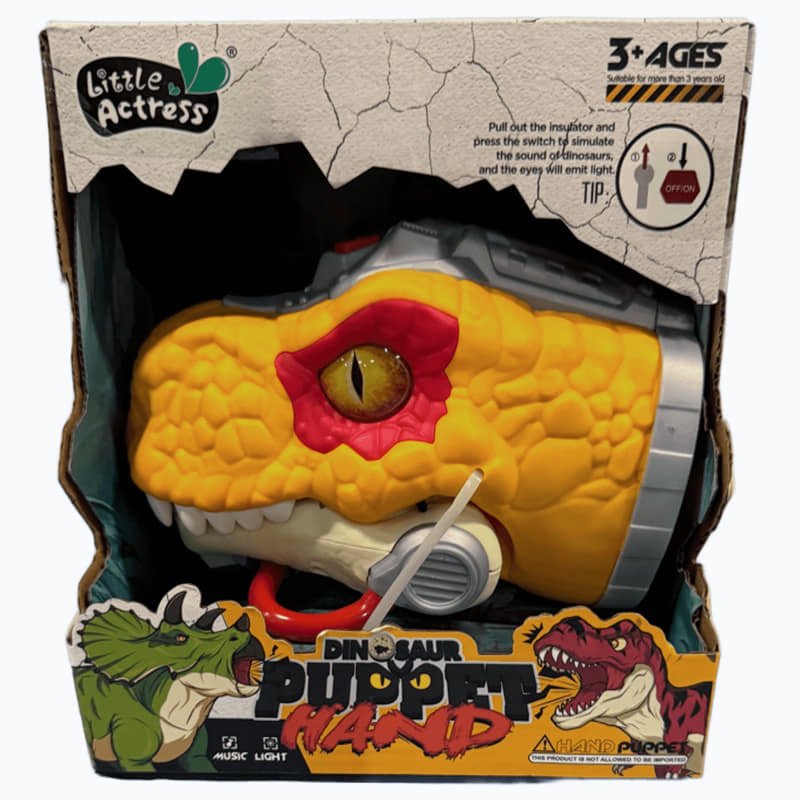 Кукла за ръка Raya Toys Глава на динозавър, със звук и светлина