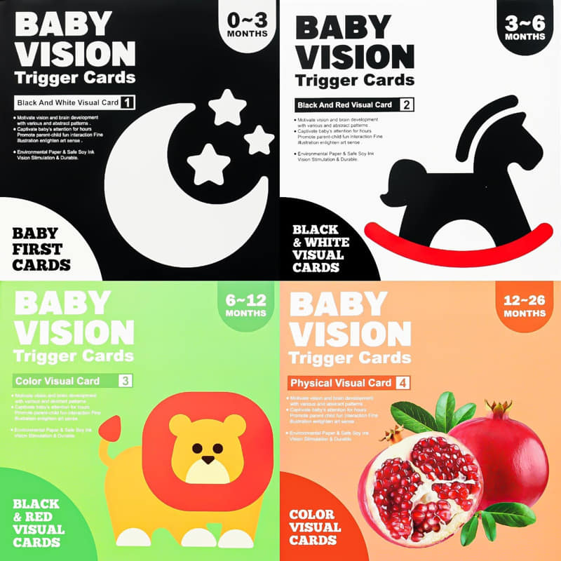 Комплект бебешки карти за визуална стимулация Raya Toys, 0-3 г.