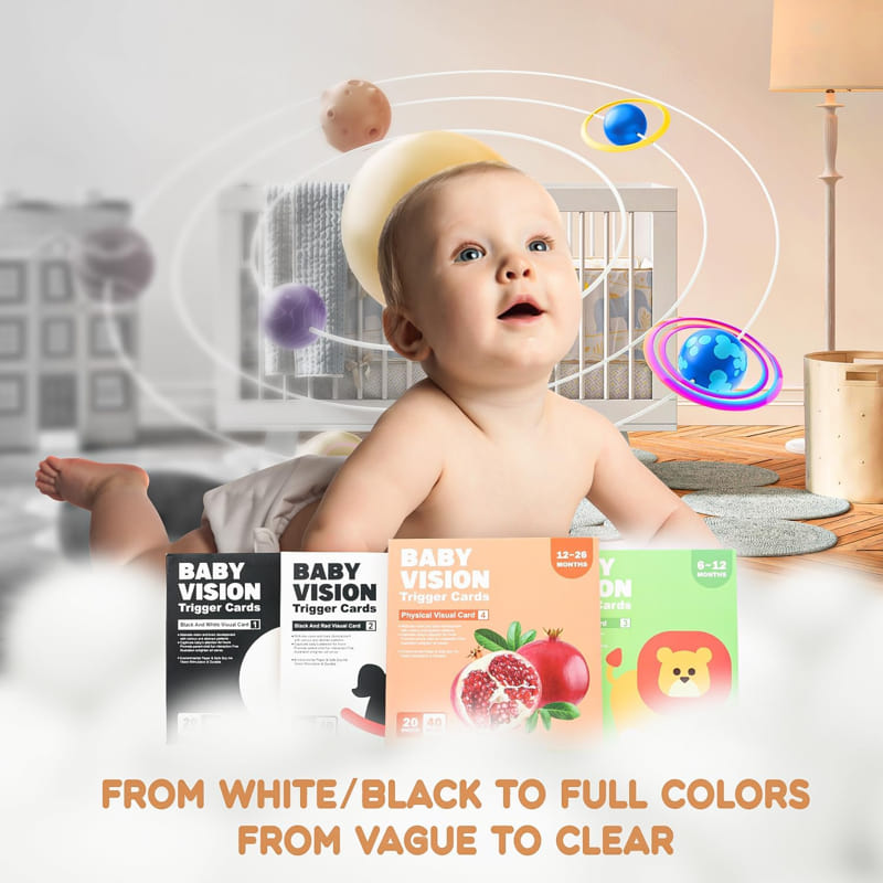 Комплект бебешки карти за визуална стимулация Raya Toys, 0-3 г.