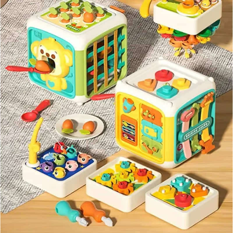 Бебешки куб активити Raya Toys Busy Smart Cube, със сменяеми панели