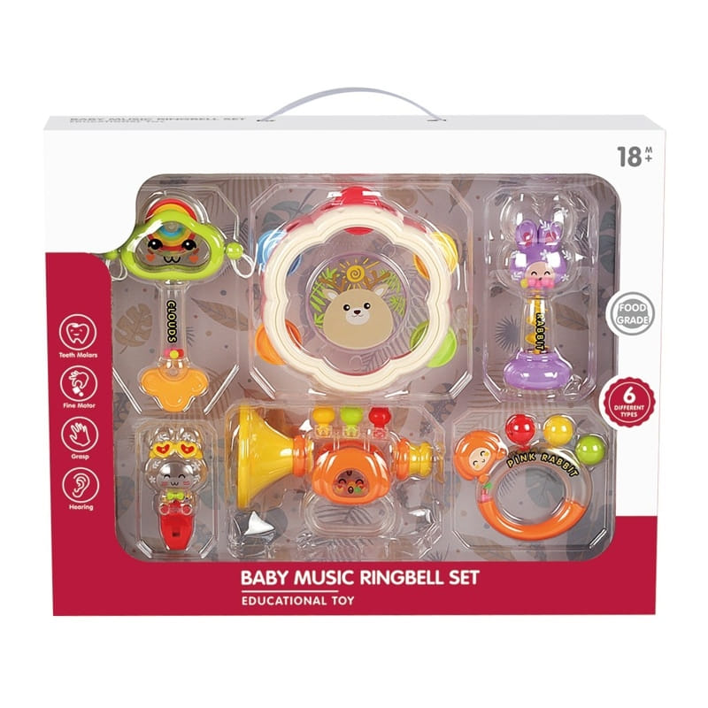 Бебешки комплект дрънкалки Raya Toys Baby Music Ringbell Set, 6 бр.