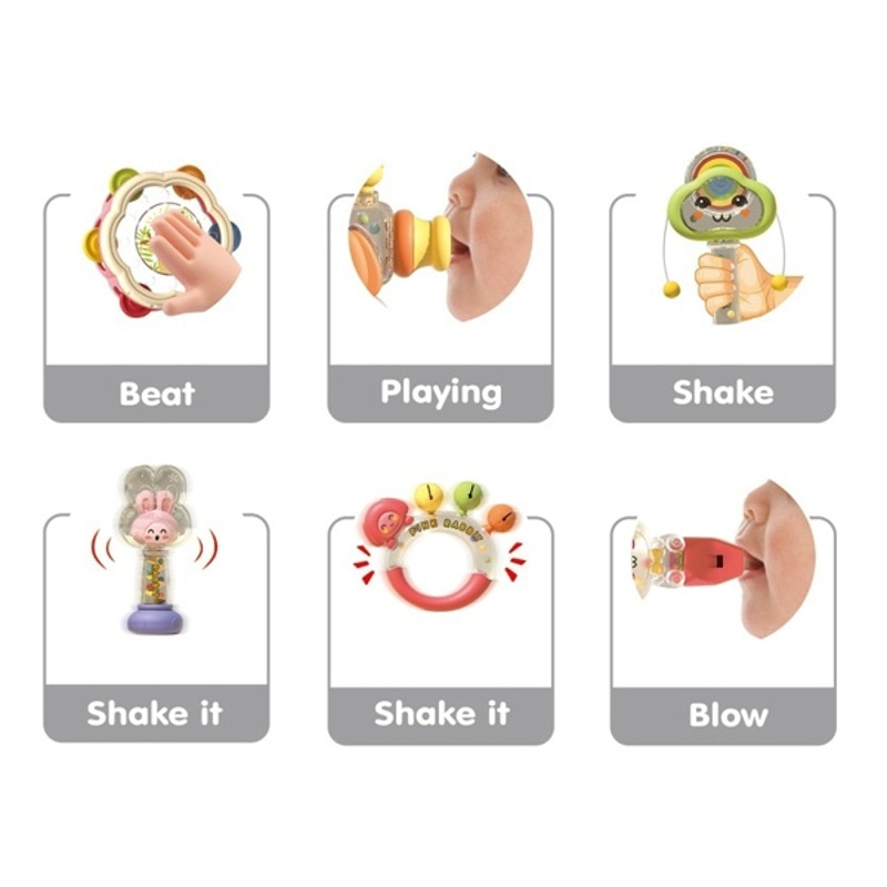 Бебешки комплект дрънкалки Raya Toys Baby Music Ringbell Set, 6 бр.