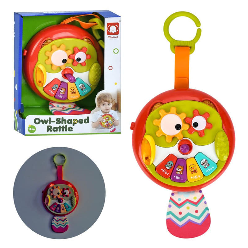 Бебешко пиано дрънкалка Raya Toys Сова, с звук