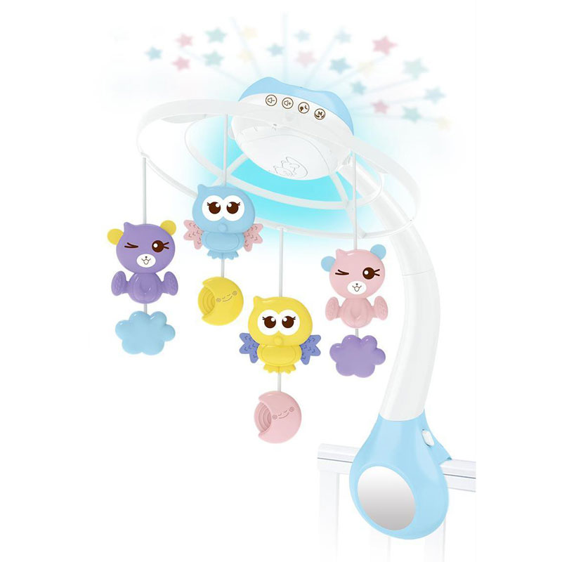Музикална въртележка за легло и кошара Raya Toys с прожектор, с дистанционно