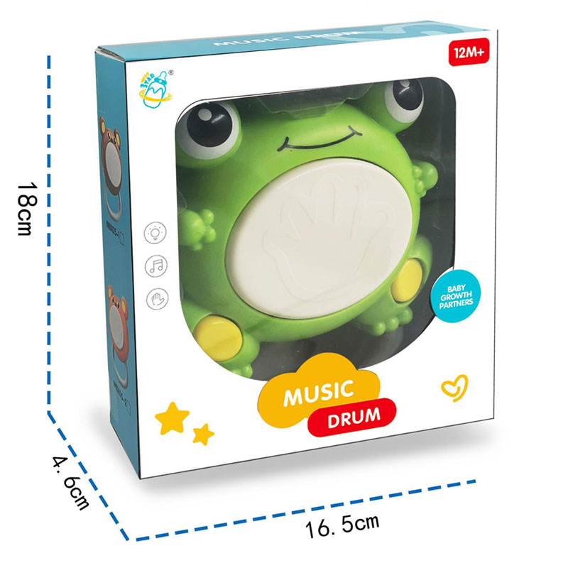 Музикална играчка барабанче Raya Toys Жаба, с музика и светлини