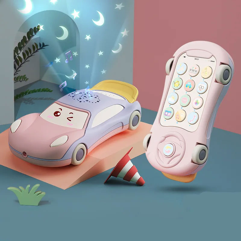 Бебешки телефон кола Raya Toys с музика, звуци, прожектор и гризалка