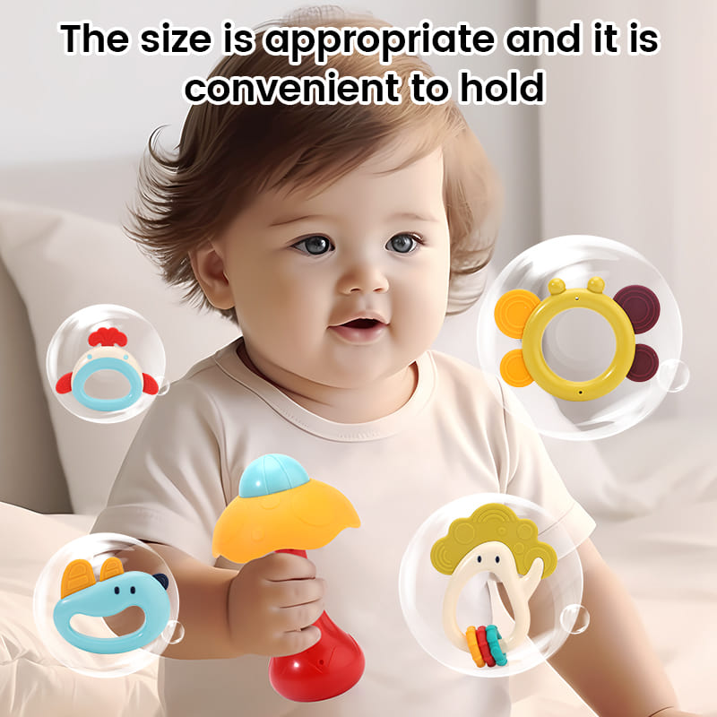 Комплект бебешки дрънкалки Raya Toys Shake the Baby, с гризалки, 8 бр.