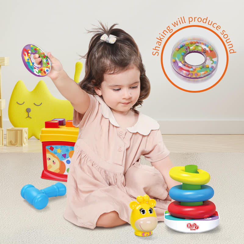 Комплект рингове и форми за сортиране Raya Toys Five Stars, с чукче