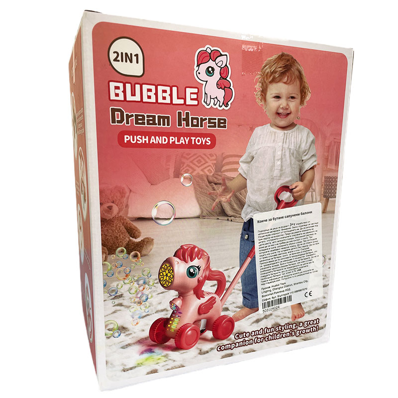 Играчка за бутане Raya Toys със сапунени балони и светлини