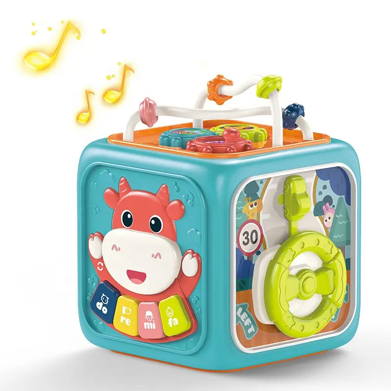 Бебешка играчка 6в1 Raya Toys Мултифункционално кубче с музика и светлини