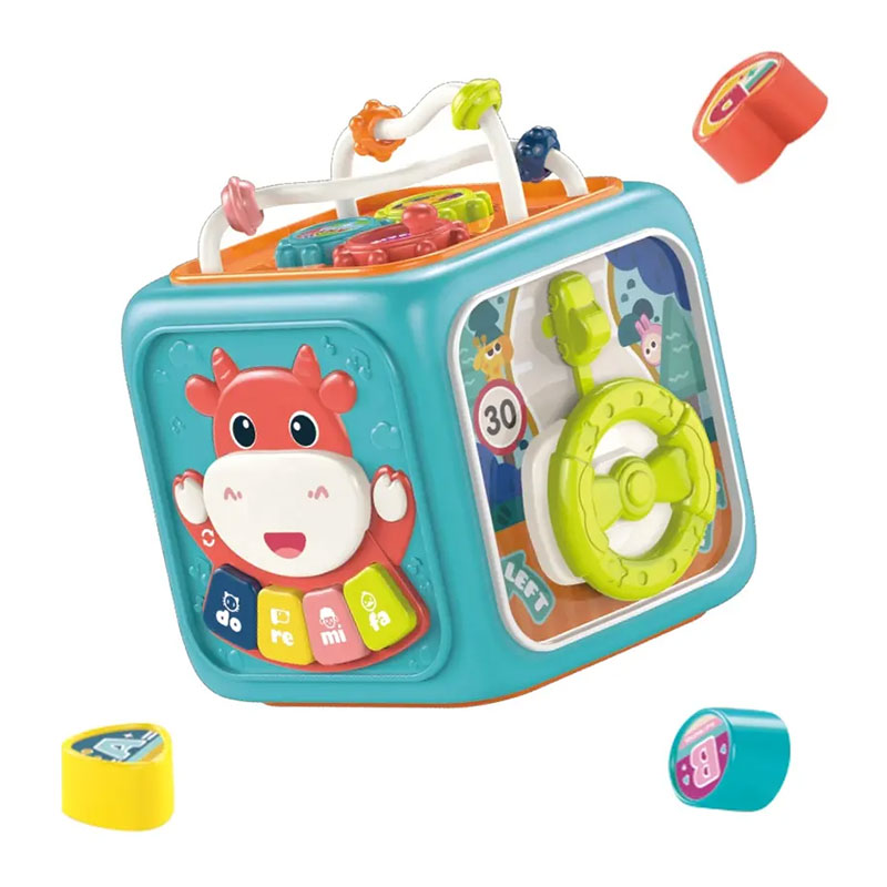 Бебешка играчка 6в1 Raya Toys Мултифункционално кубче с музика и светлини