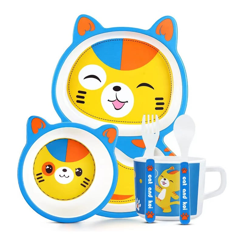 Детски сервиз за хранене Raya Toys Bamboo fibre, Animals, 5 части