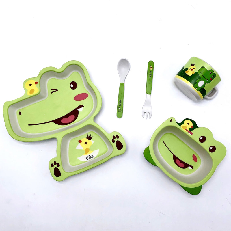 Детски сервиз за хранене Raya Toys Bamboo fibre, Animals, 5 части