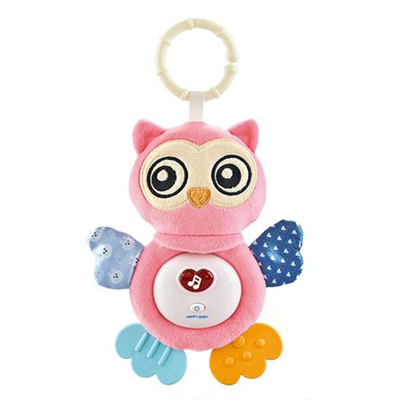 Музикална бебешка играчка за количка, столче и кошара Raya Toys Бухалче с гризалки