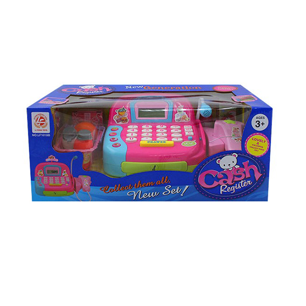 Детски касов апарат Raya Toys с аксесоари, розов, на батерии