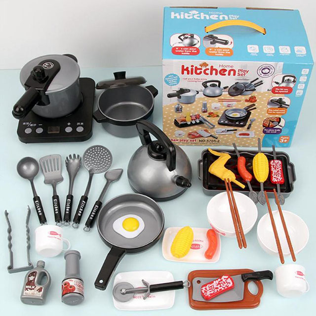 Детски кухненски комплект за готвене Raya Toys, Сив