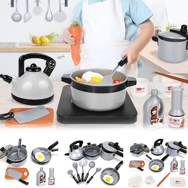 Детски кухненски комплект за готвене Raya Toys, Сив