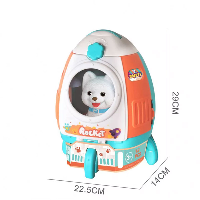 Игрален комплект Raya Toys Център за грижа за домашни любимци с куче, в раница, 18 части