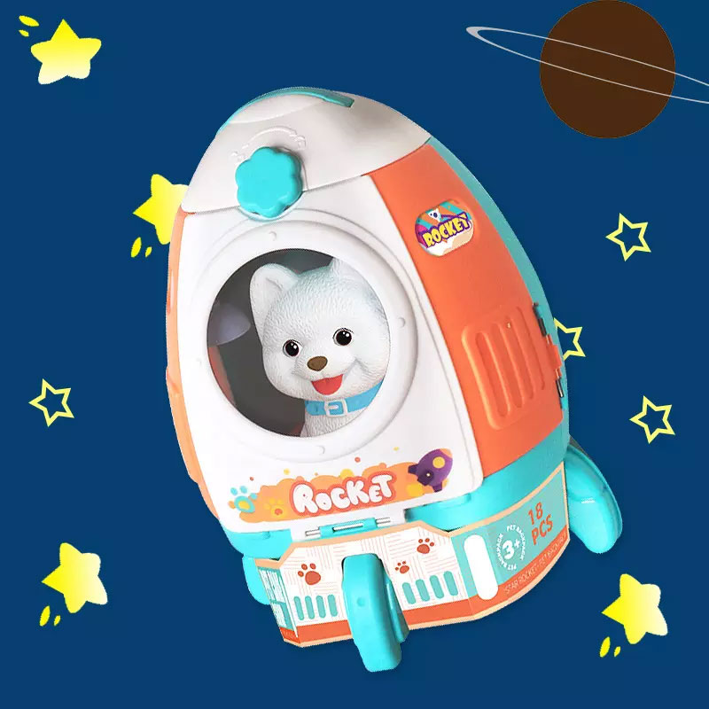 Игрален комплект Raya Toys Център за грижа за домашни любимци с куче, в раница, 18 части