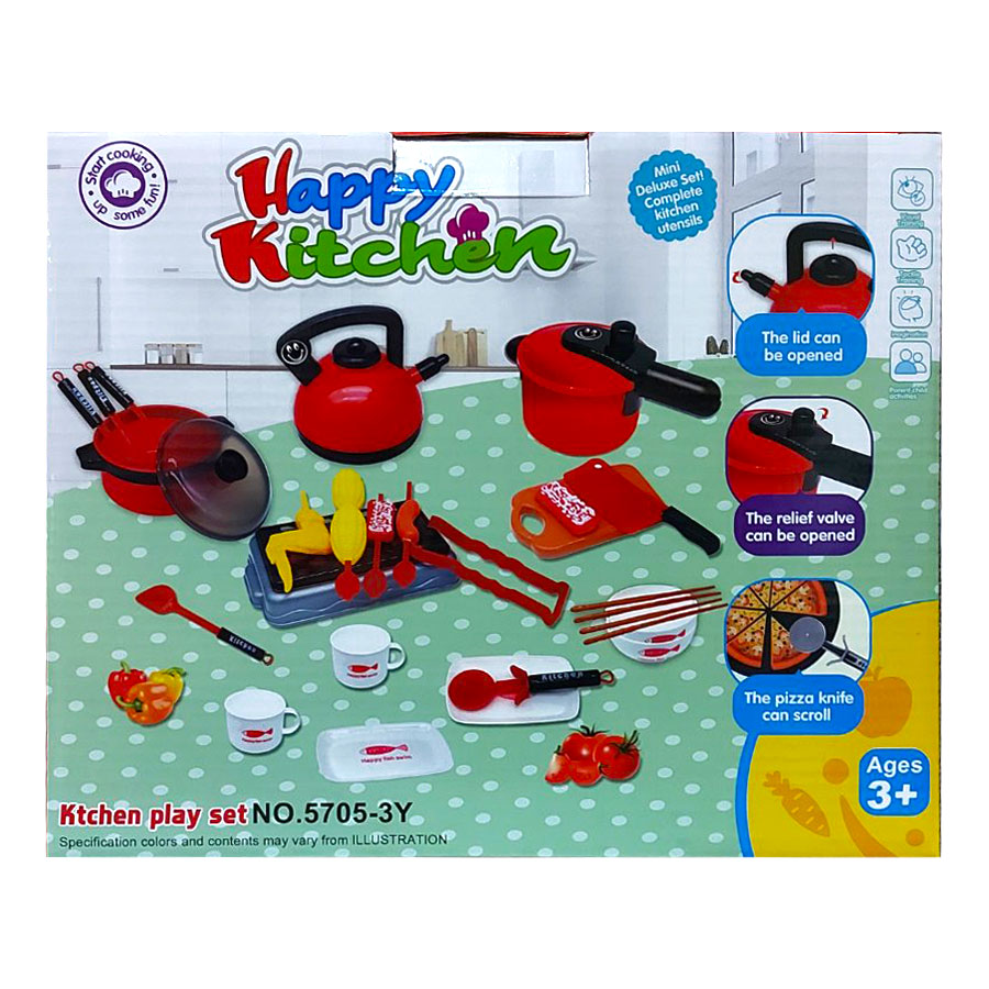 Детски кухненски комплект за готвене Raya Toys 5705-3Y, Червен