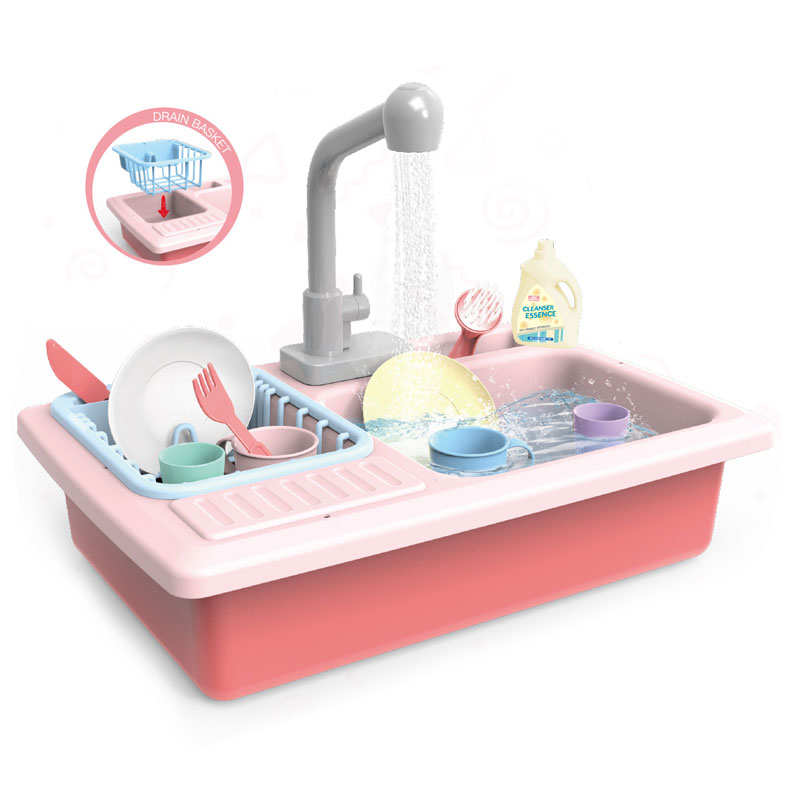Детска мивка с течаща вода Raya Toys с аксесоари, 12 части