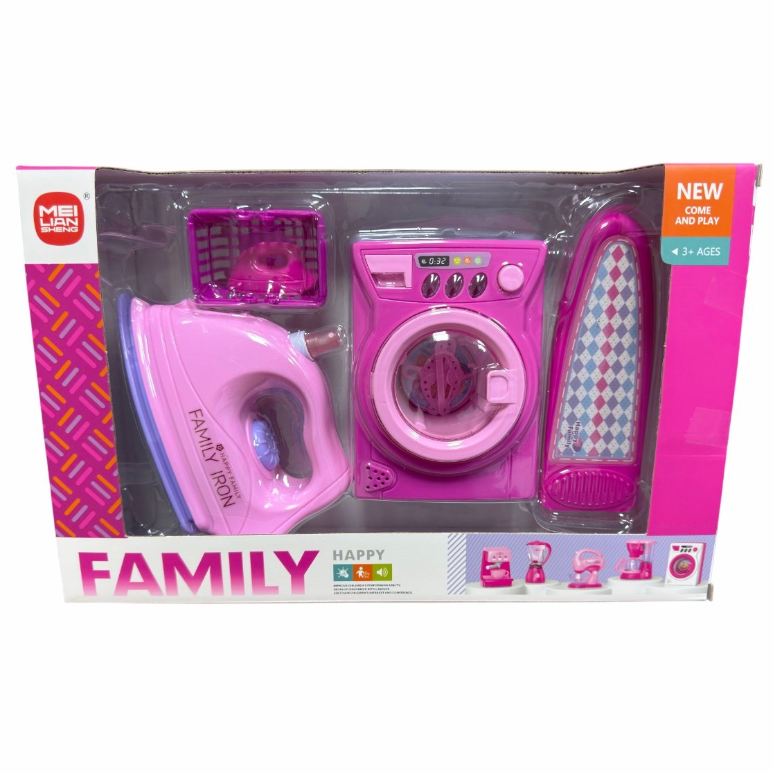 Детска пералня Raya Toys С ютия и маса за гладене, със звуци и светлини