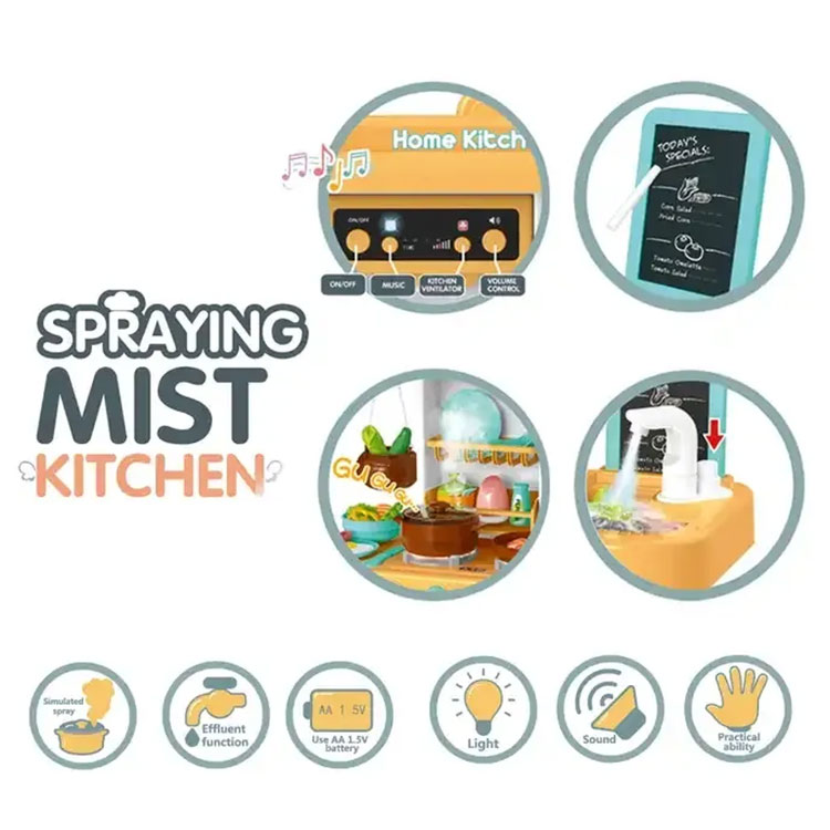 Детска кухня Raya Toys Spraying Mist със светлини, звуци и течаща вода