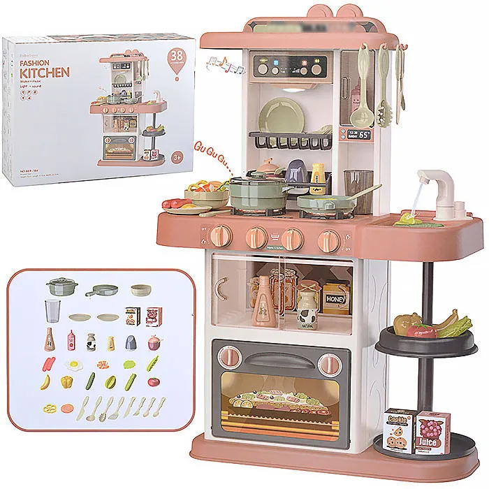 Детска кухня с вода и пара Raya Toys 889-186, Розов