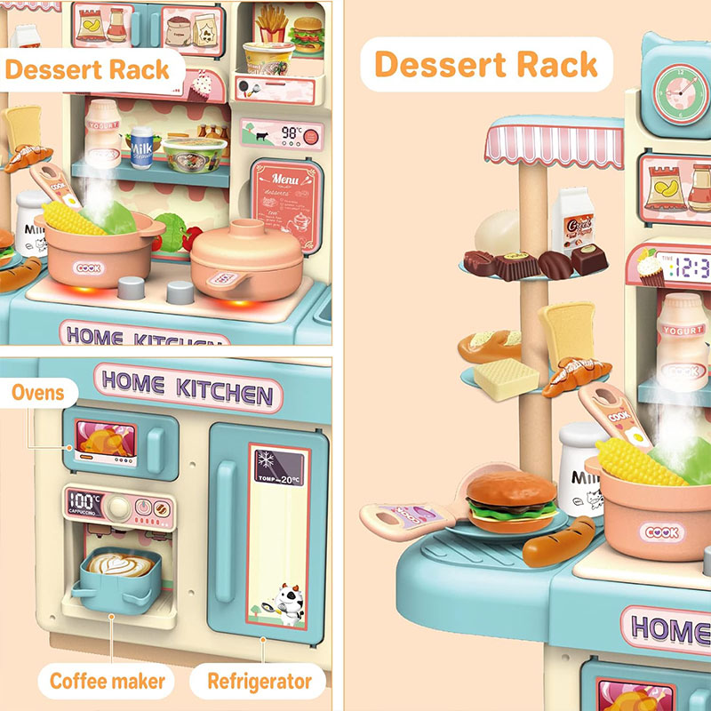 Детска кухня Raya Toys Dream Kitchen с течаща вода и пара, 33 части