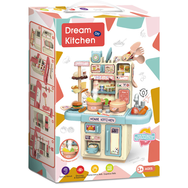 Детска кухня Raya Toys Dream Kitchen с течаща вода и пара, 33 части