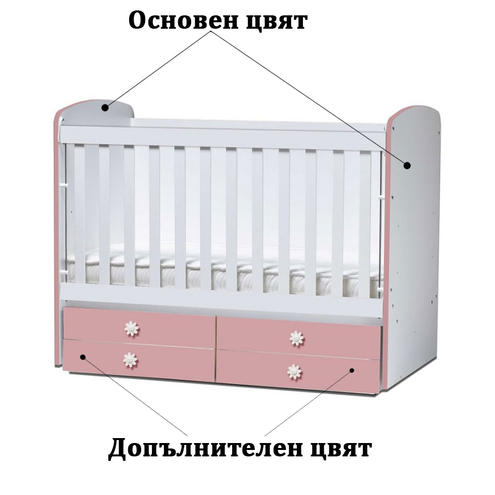Бебешка кошара Dizain Baby Деси 60/120 подвижна решетка Антик