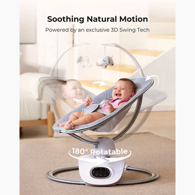 Бебешка люлка Momcozy CocoSway, 3D-Motion, с музика, с дистанционно управление