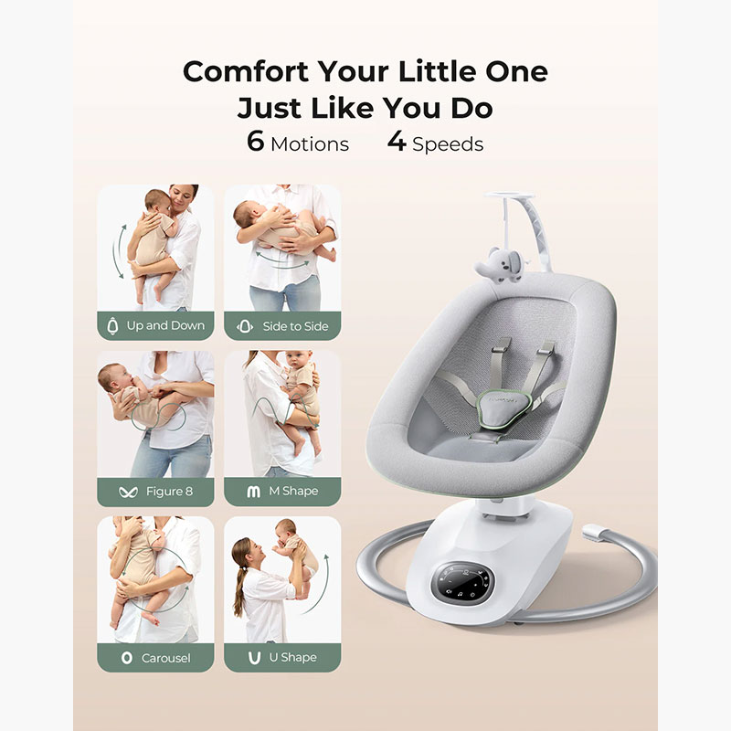 Бебешка люлка Momcozy CocoSway, 3D-Motion, с музика, с дистанционно управление