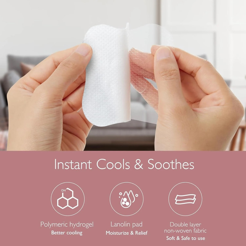 Успокояващи гел подплънки Momcozy Hydrogel Breast Pads, с ланолин, 6 бр.