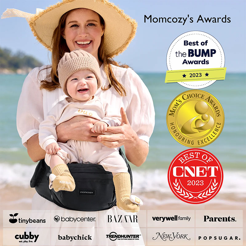 Ергономична седалка за носене на бебе Momcozy Wander360, 0-36 месеца, Черен