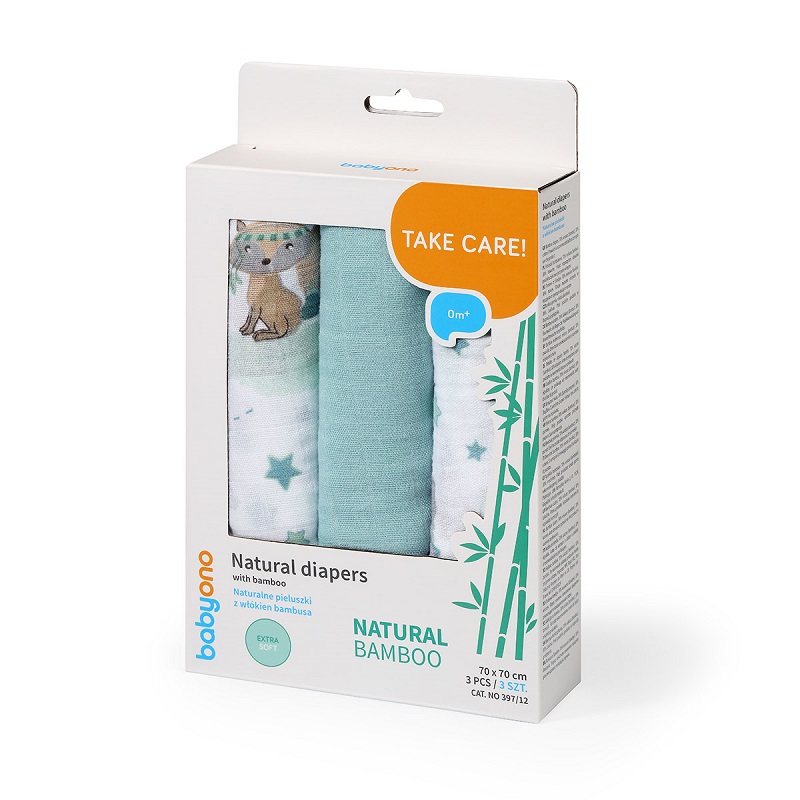 Комплект бамбукови пелени BabyOno Take Care 3 бр., 397