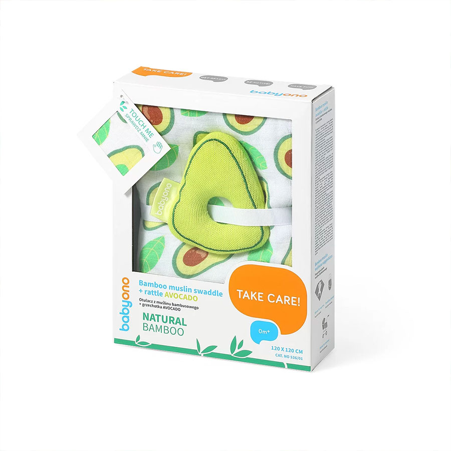 Бебешка пелена бамбук и муселин Babyono 120x120 см с играчка 536/01