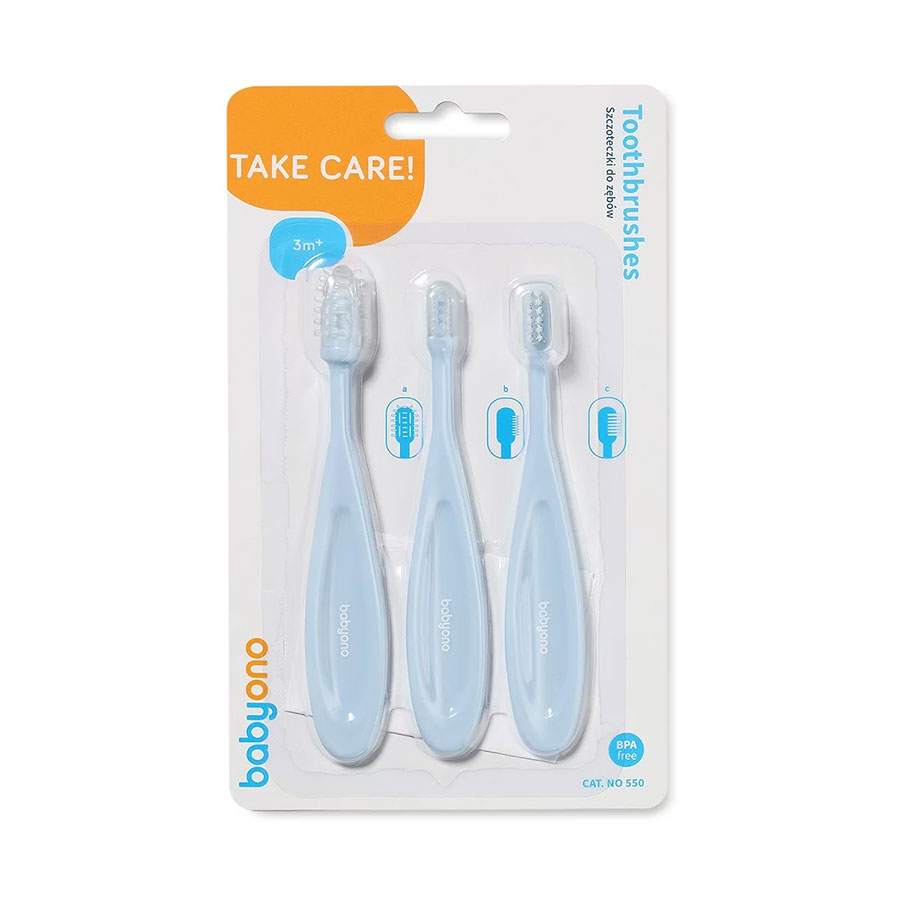 Комплект четки за зъби Babyono 3 бр. 550/02 Син